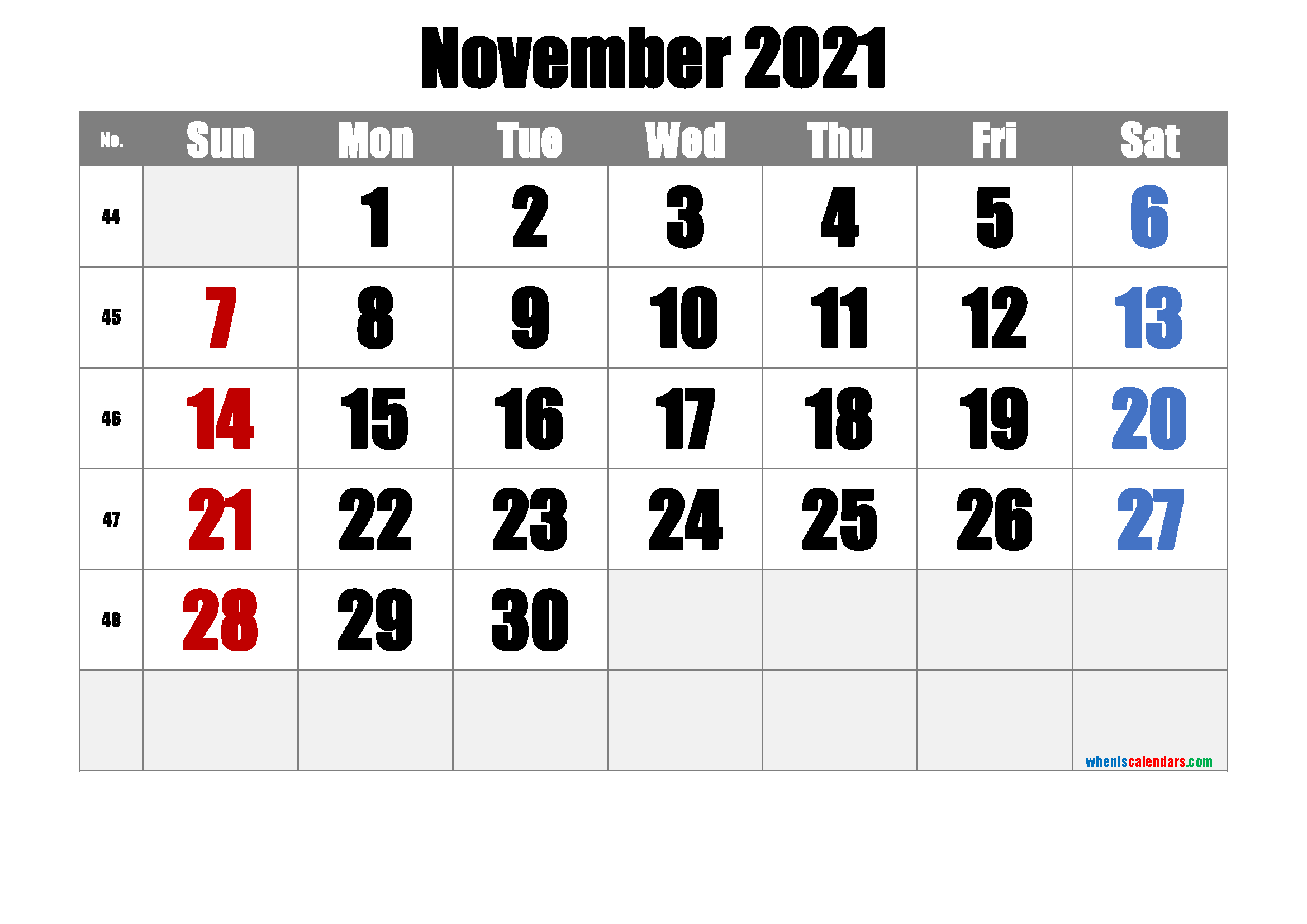 Free Printable November 2021 Calendar (Premium) | Calendar