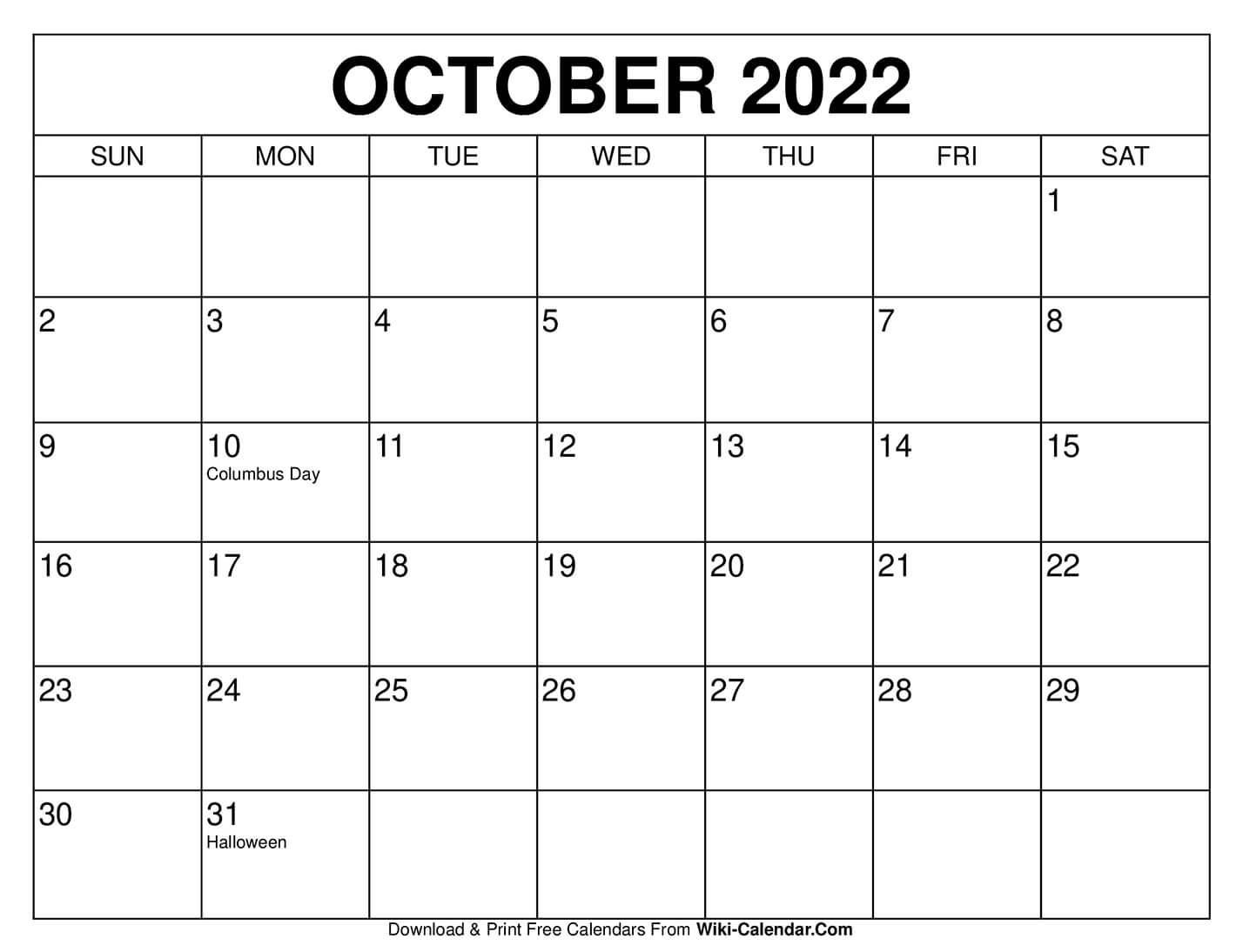 Printable October 2021 Calendar On An 8.5 X 11Paper Example Calendar