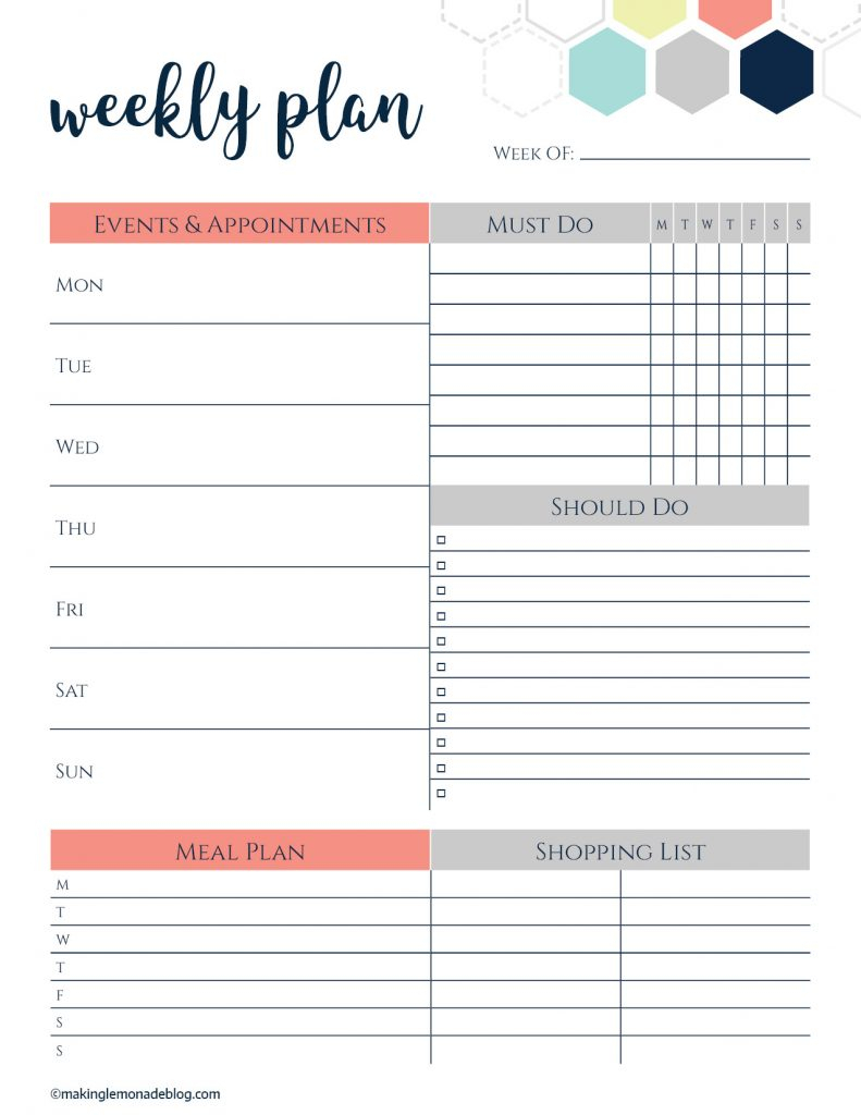 Free Printable Weekly Planner | Making Lemonade