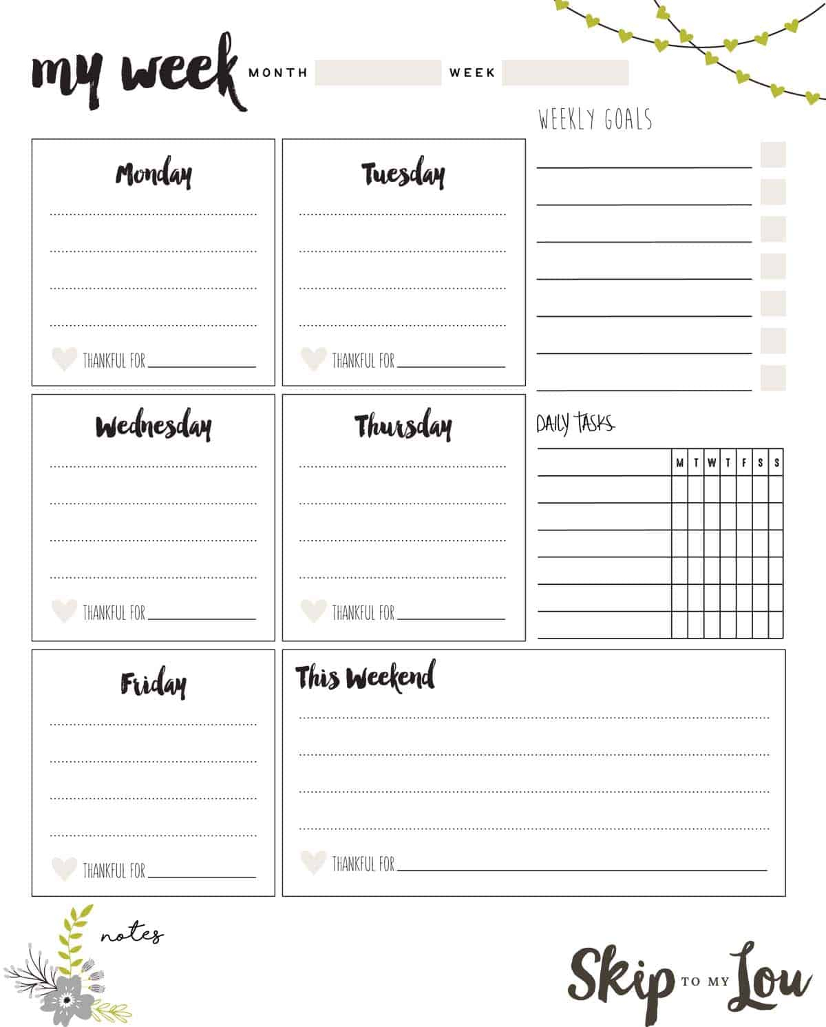 Free Printable Weekly Planner | Skip To My Lou