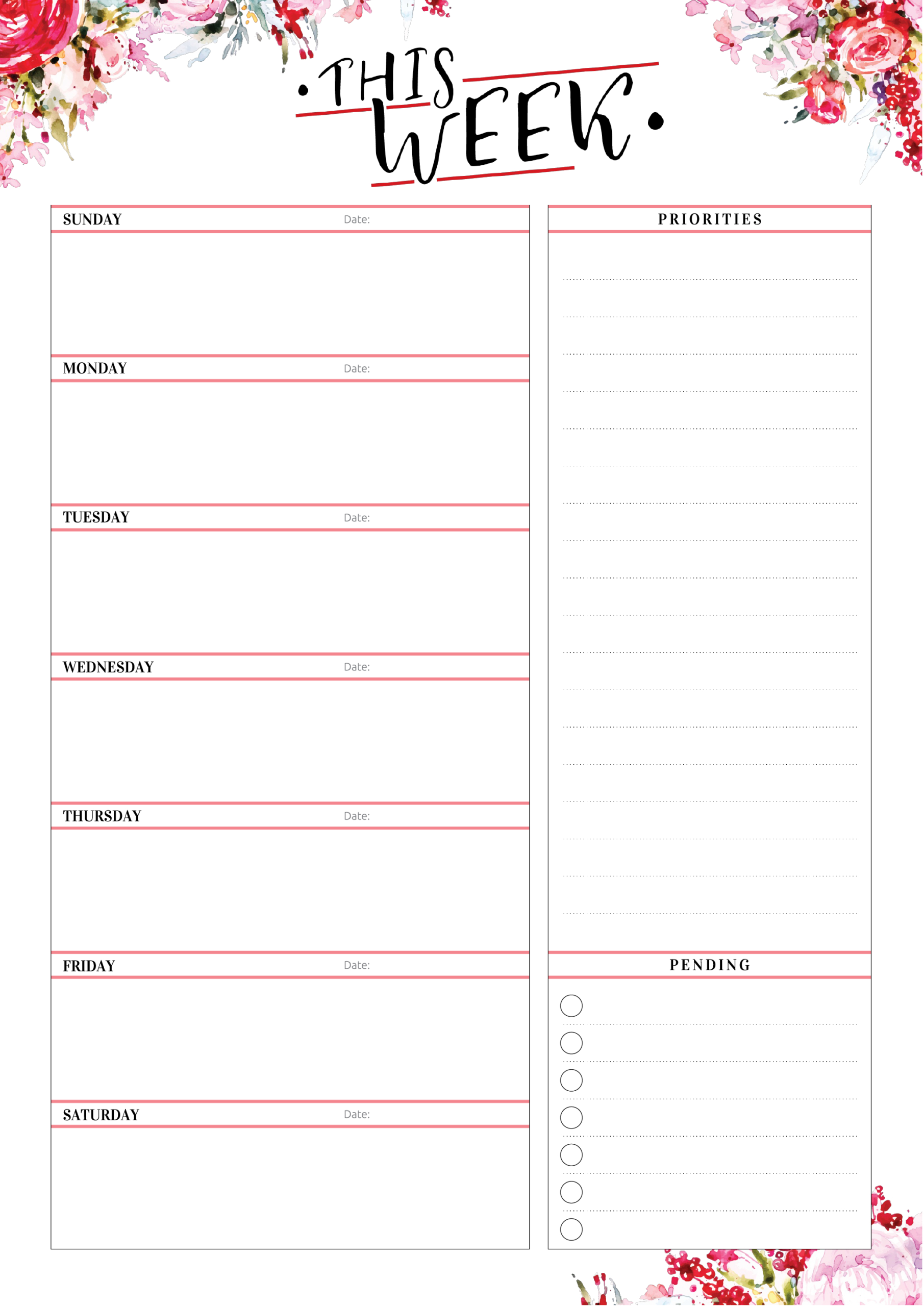 Weekly Planner Template