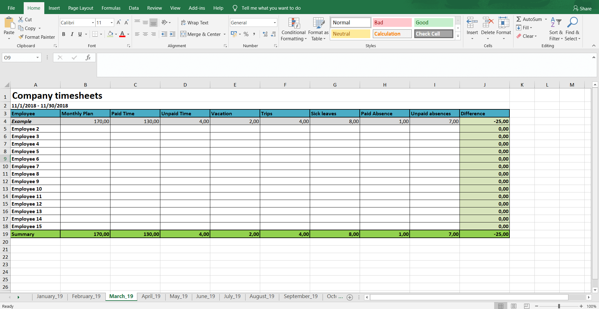 Free Timesheet Template (Excel) - Monthly &amp; Weekly