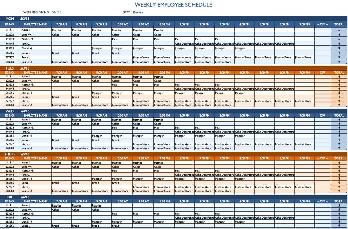 Free Weekly Schedule Templates For Excel - Smartsheet