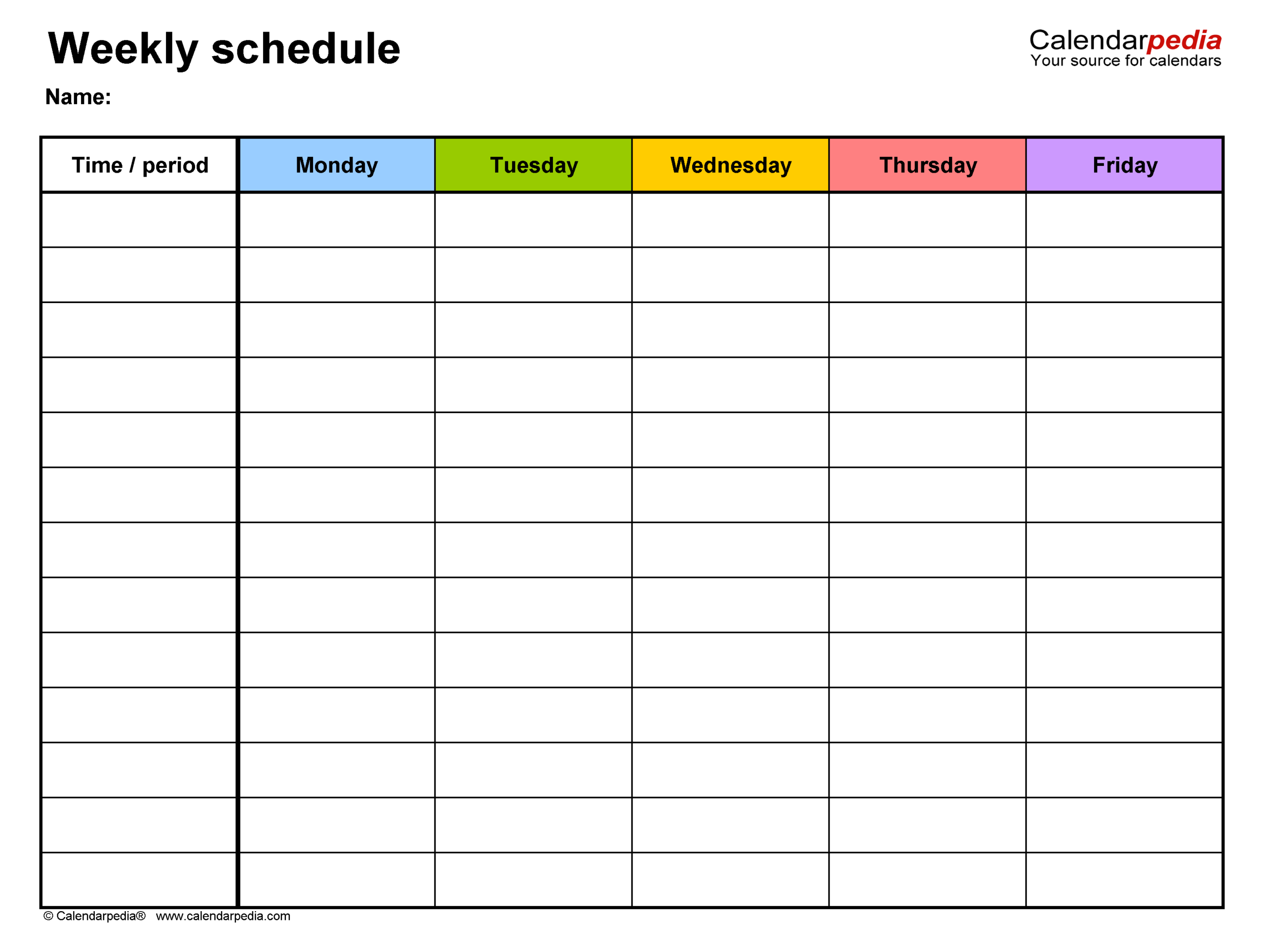 Free Weekly Schedules For Excel - 18 Templates