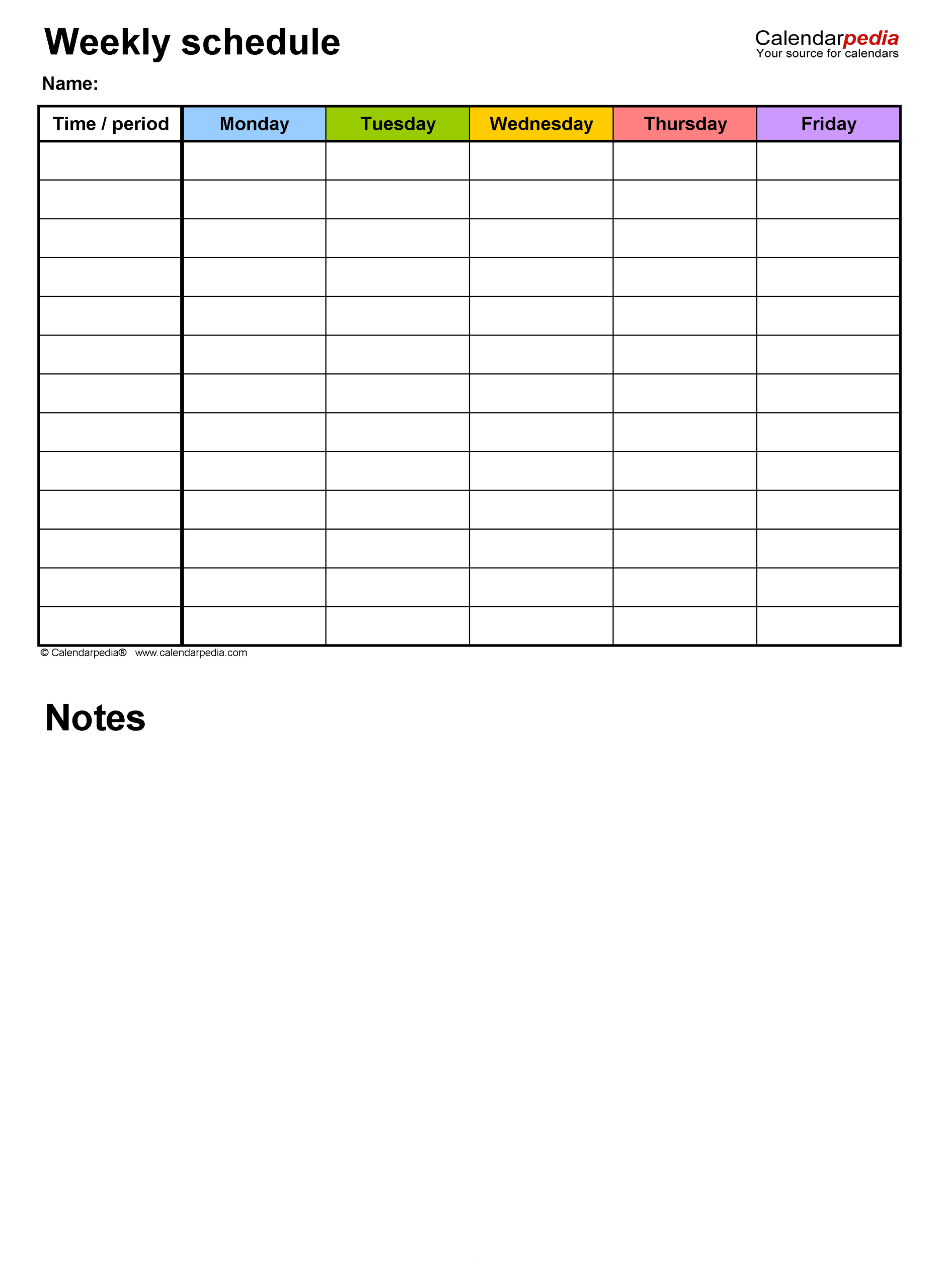 Free Weekly Schedules For Excel - 18 Templates