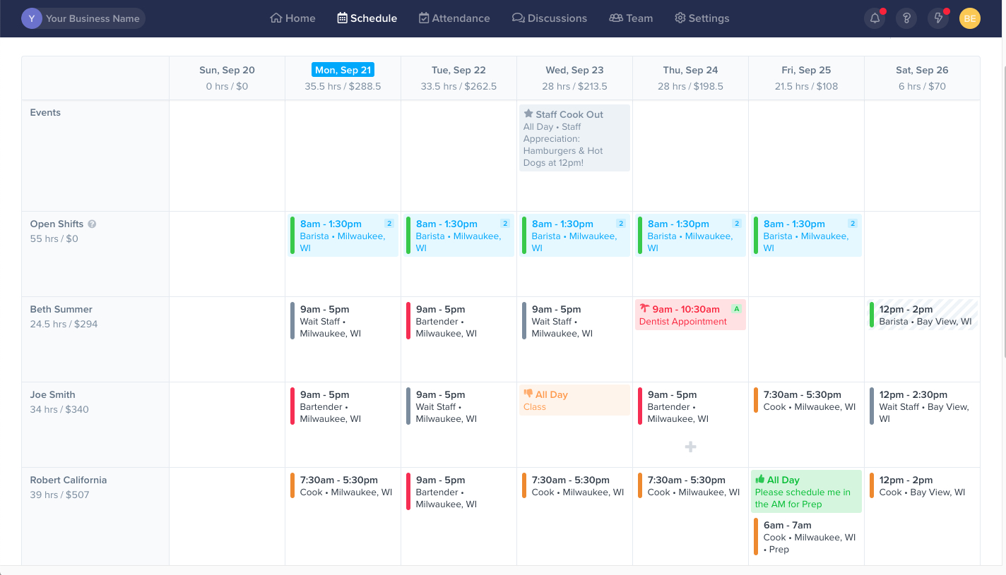 Free Work Schedule Maker &amp; Time Clock App - Zoomshift