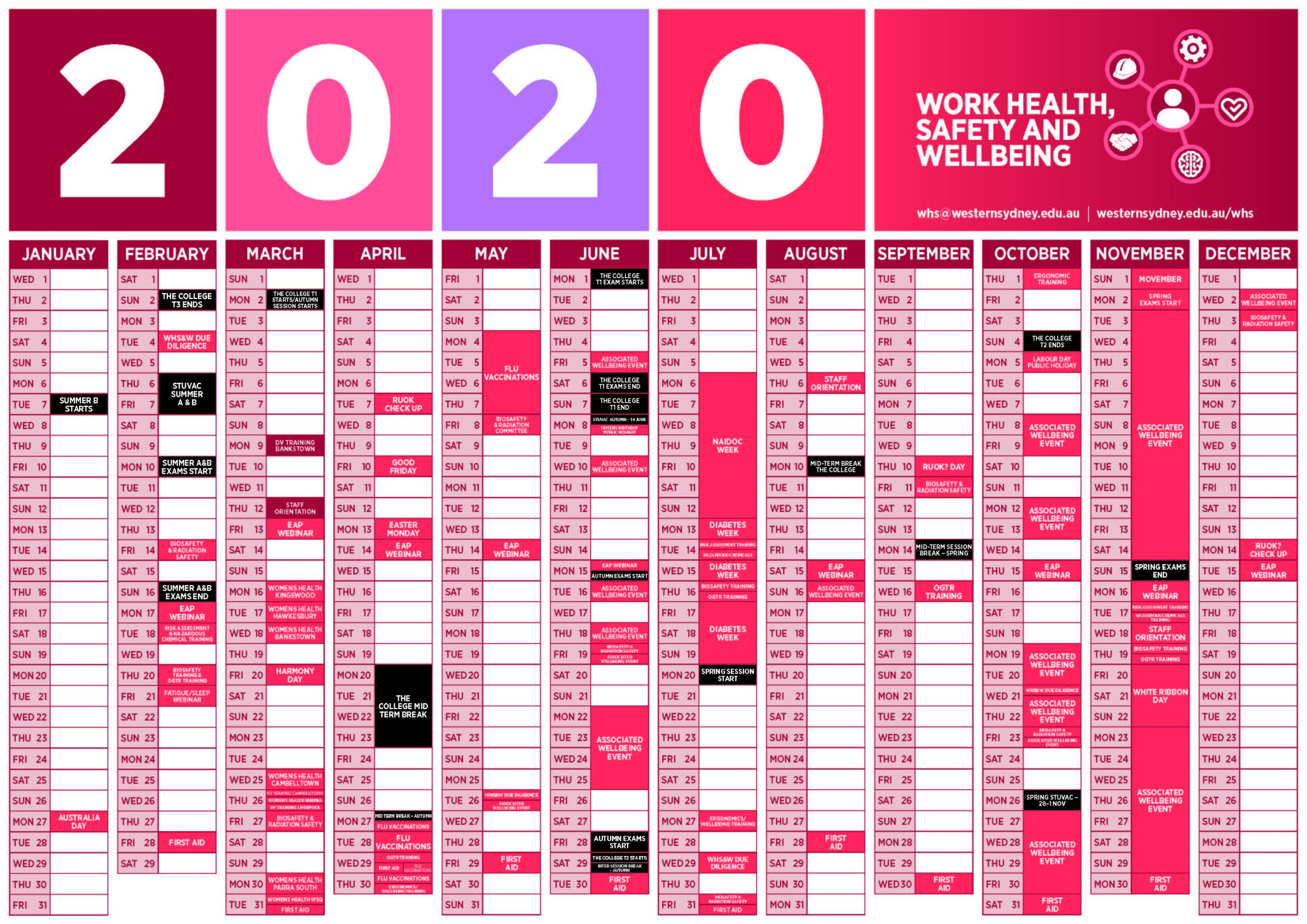 Health And Wellbeing Calendar | Western Sydney University