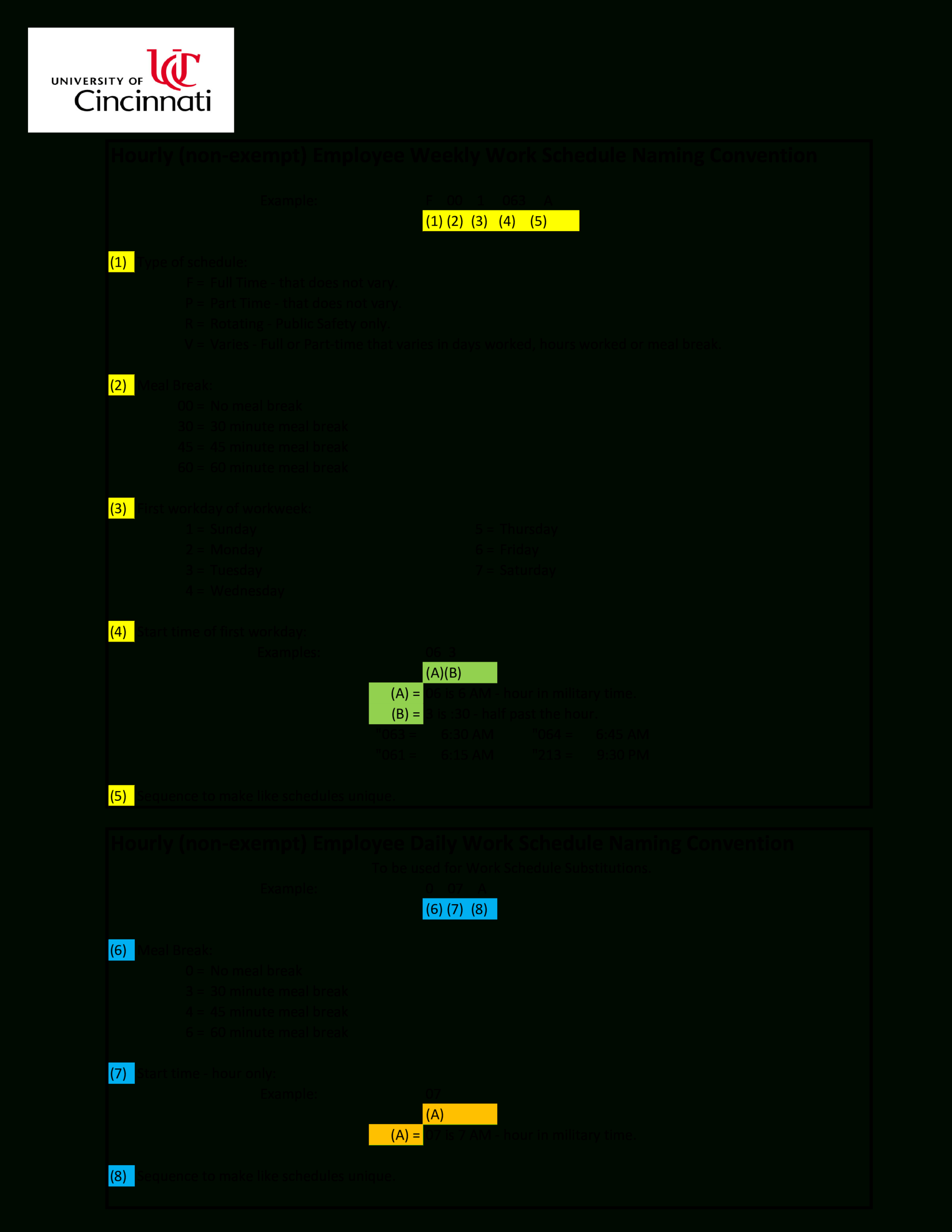 Hourly &amp; Weekly Break Schedule | Templates At