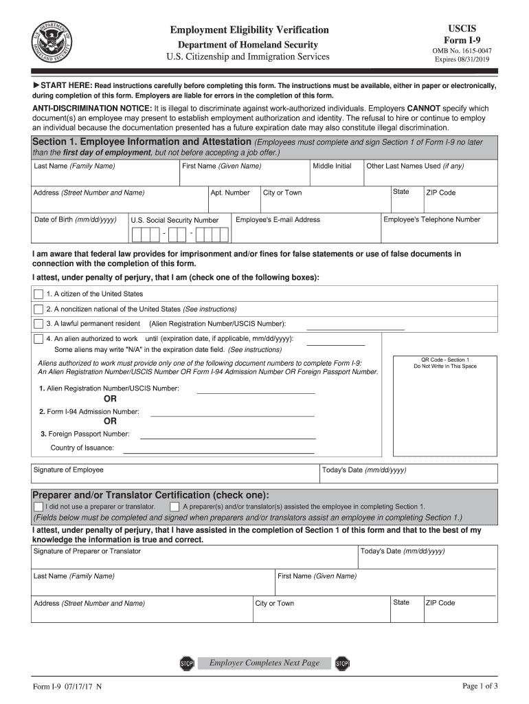 I 9 - Fill Out And Sign Printable Pdf Template | Signnow