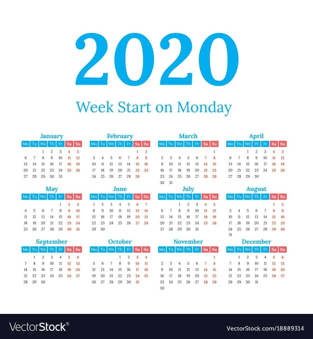 Impressive 2020 Calendar Free Vector In 2020 | Calendar