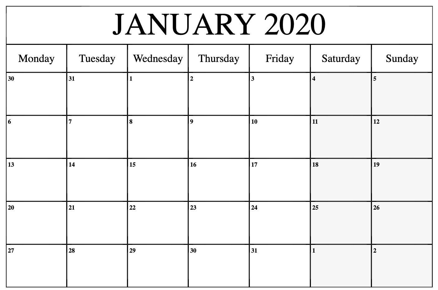 January To March 2021 Calendar Monday To Friday | Printable