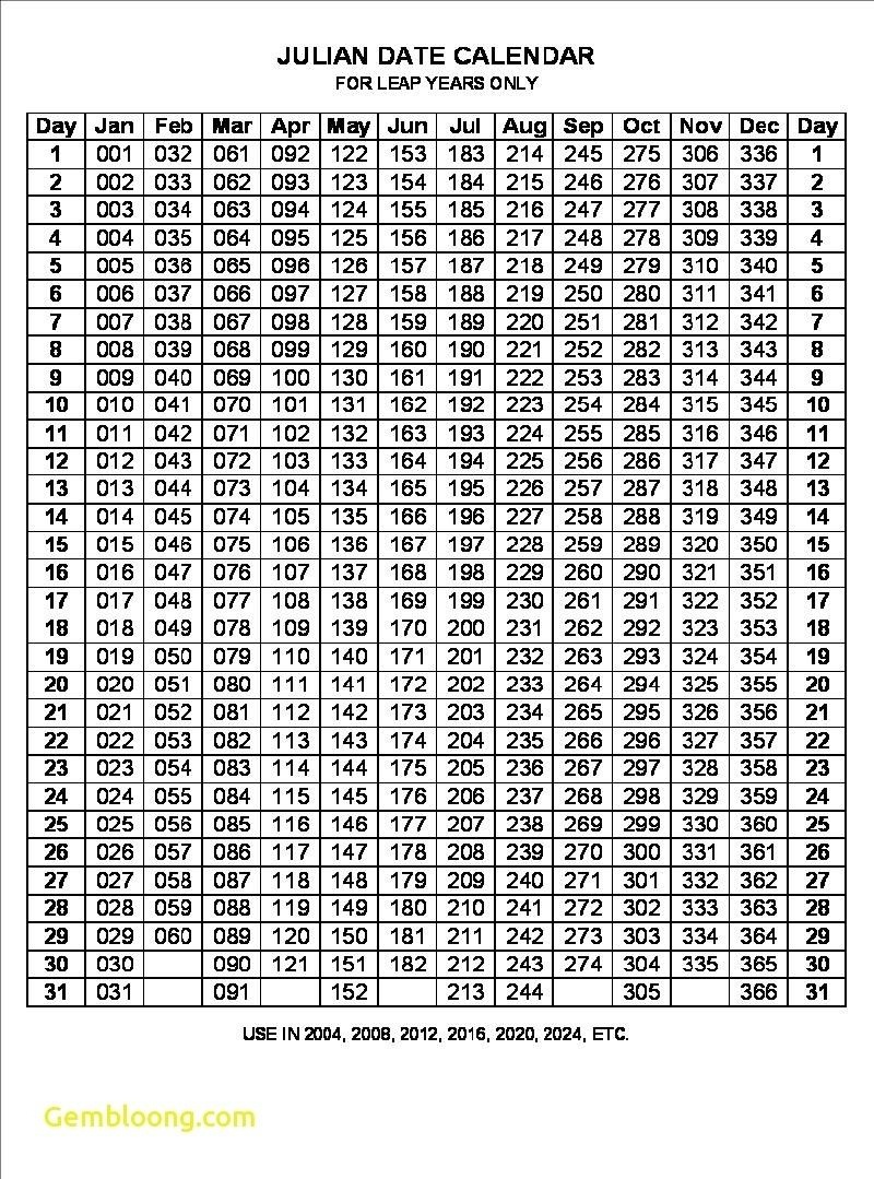 Julian Date Leap Year 2021 Example Calendar Printable