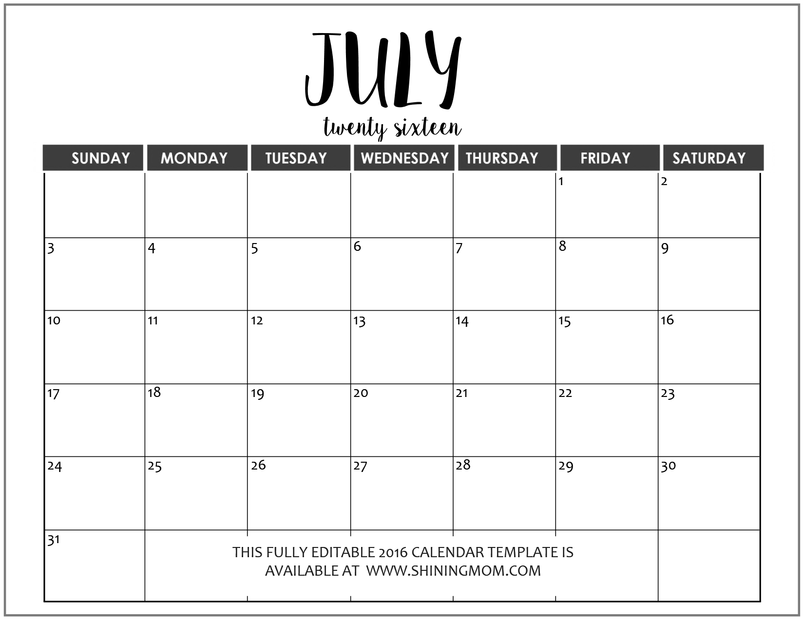 Just In: Fully Editable 2016 Calendar Templates In Ms Word