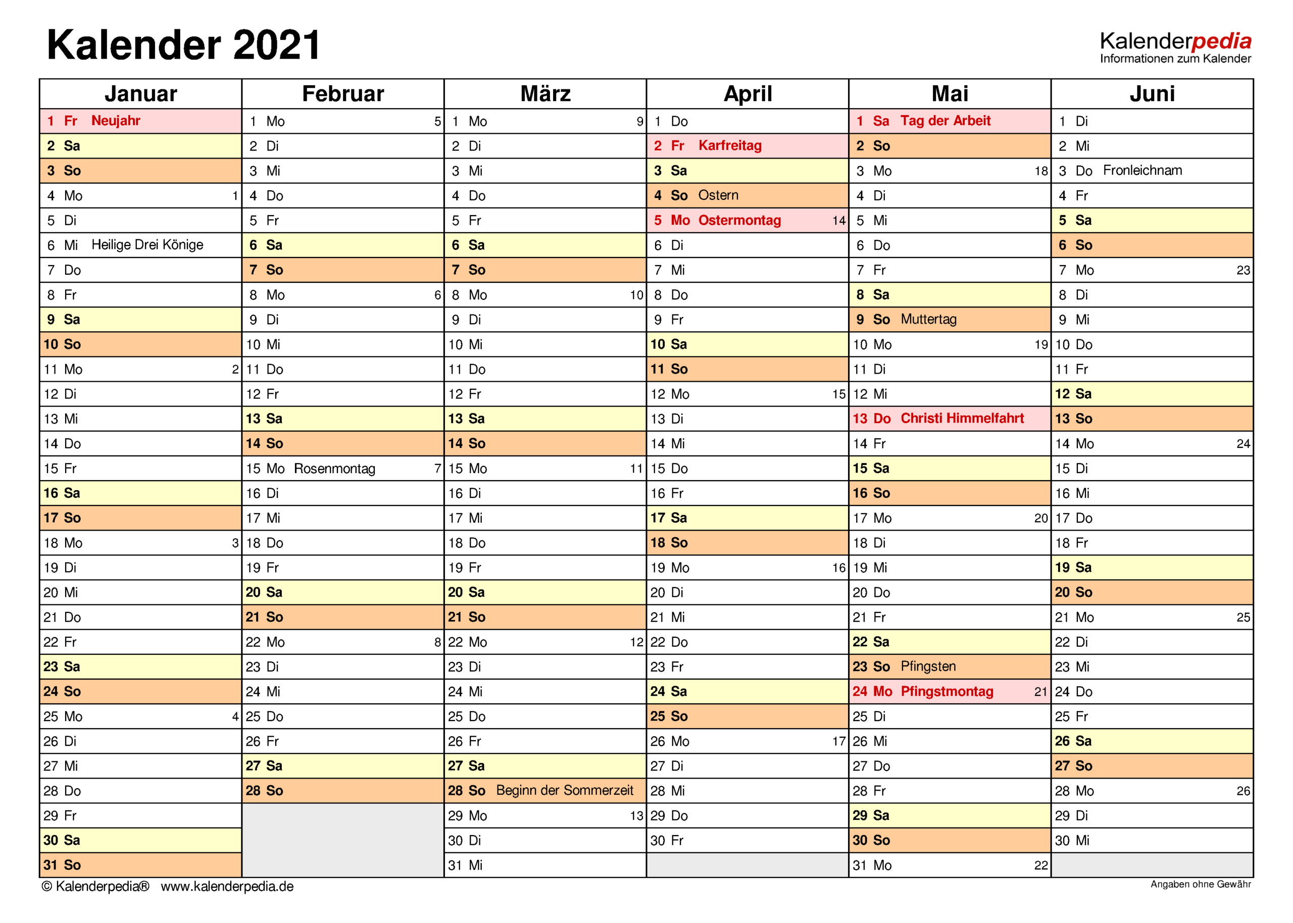 Kalender 2021 Zum Ausdrucken Als Pdf (19 Vorlagen, Kostenlos)