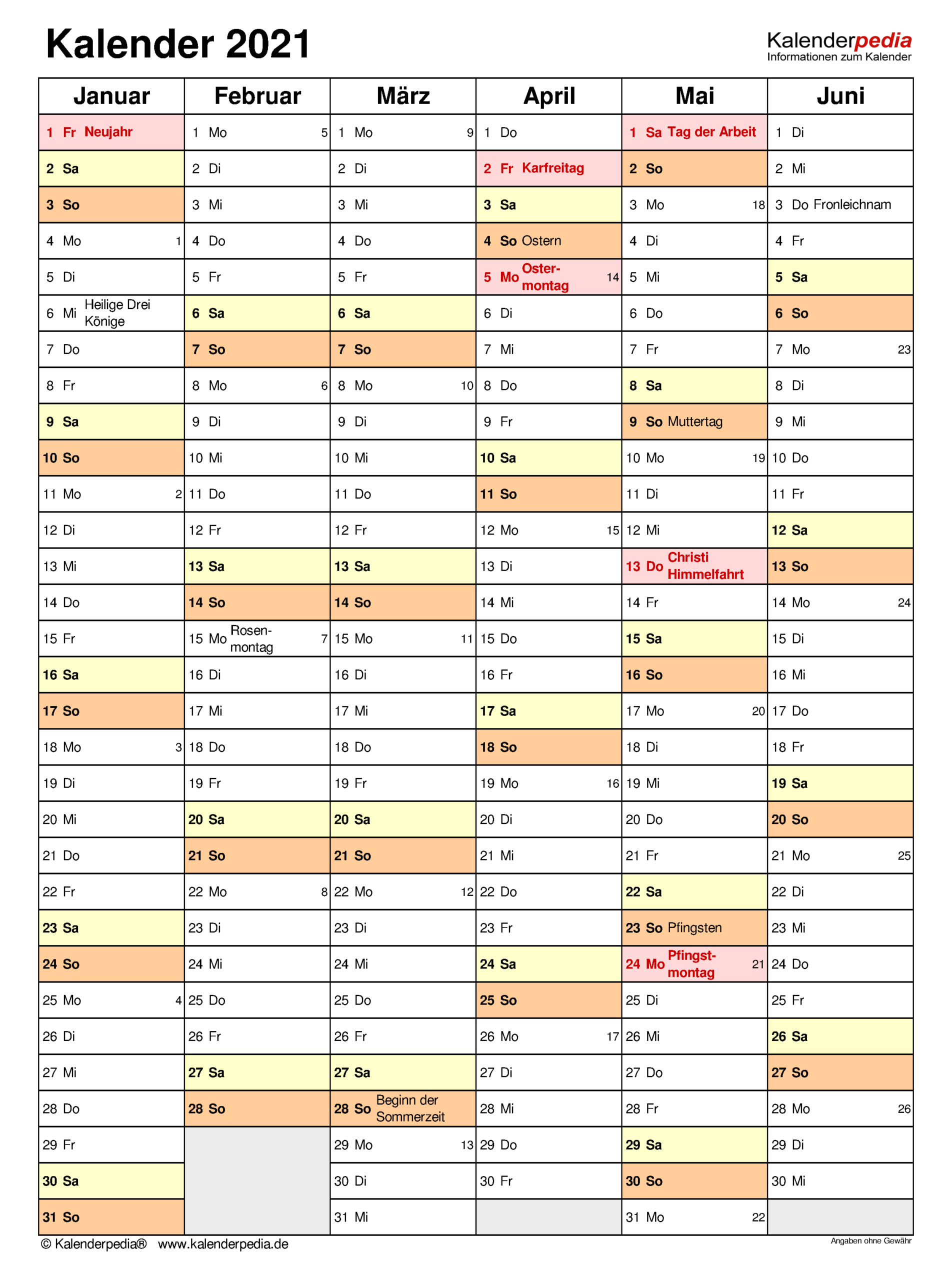 Kalender 2021 Zum Ausdrucken Als Pdf (19 Vorlagen, Kostenlos)