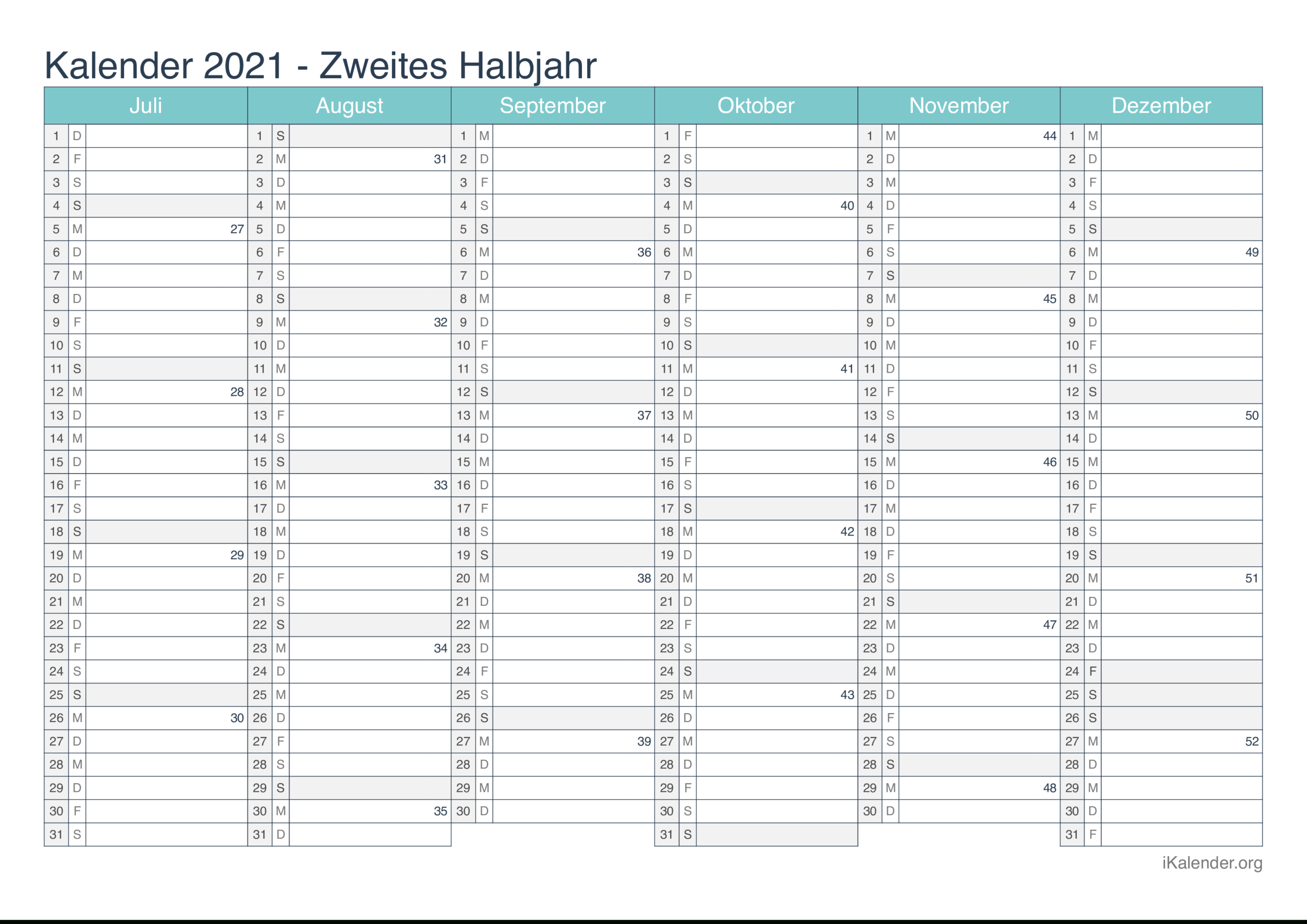 Kalender 2021 Zum Ausdrucken - Ikalender