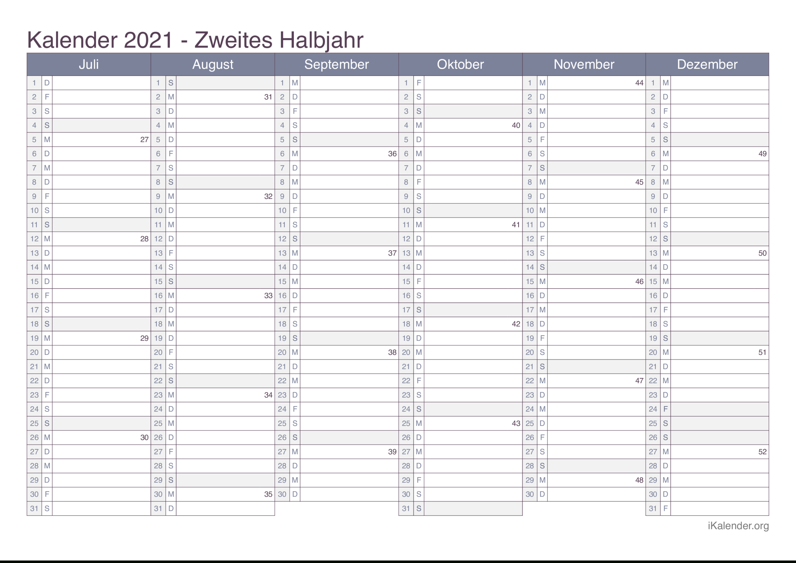 Kalender 2021 Zum Ausdrucken - Ikalender