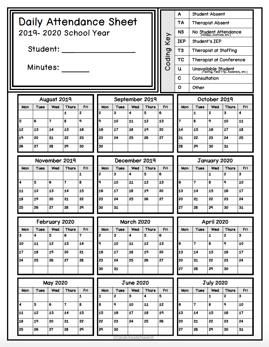 2024 Attendance Calendar Printable Free Download Pdf