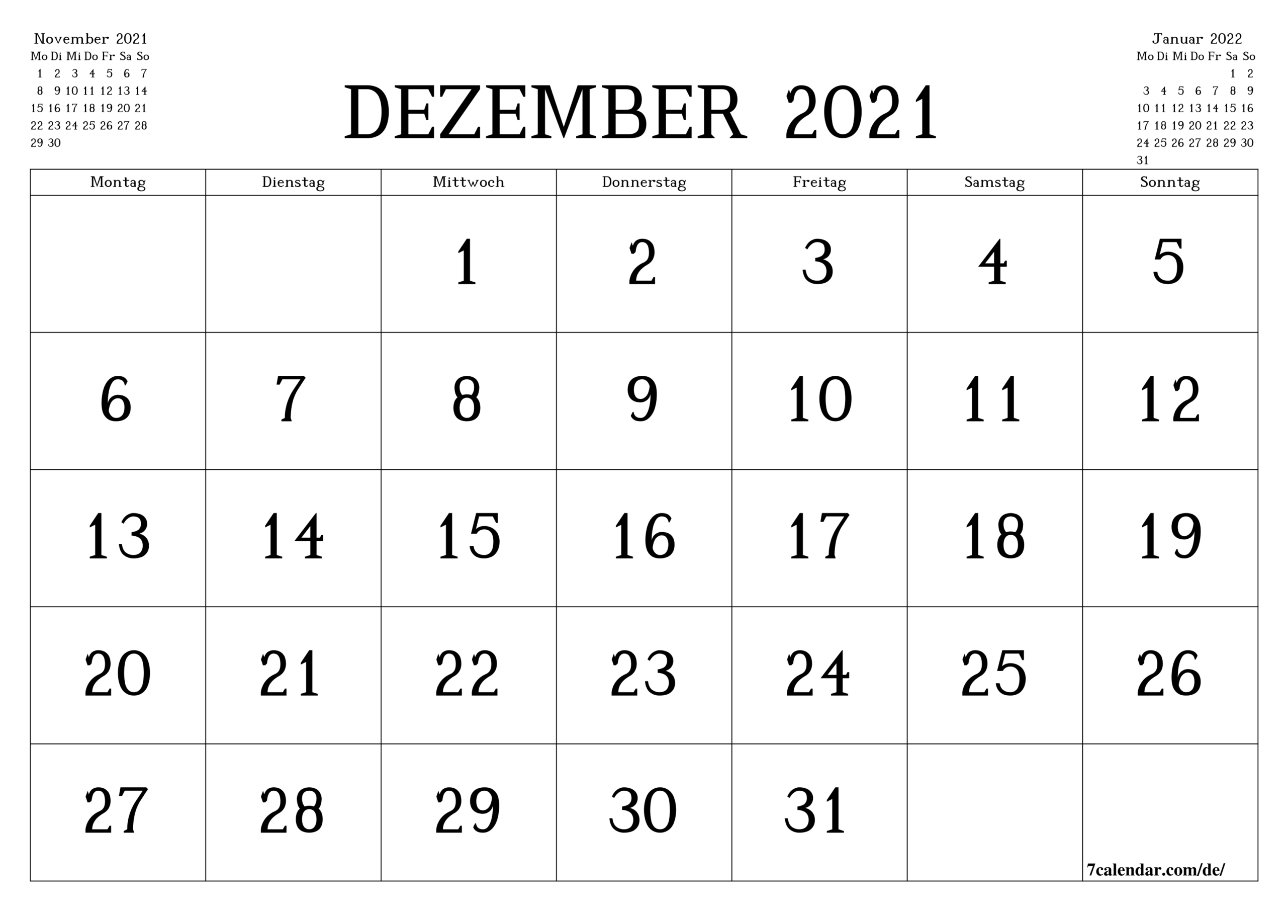 Kostenlose Druckbare Leere Monatskalender Und Planer Für