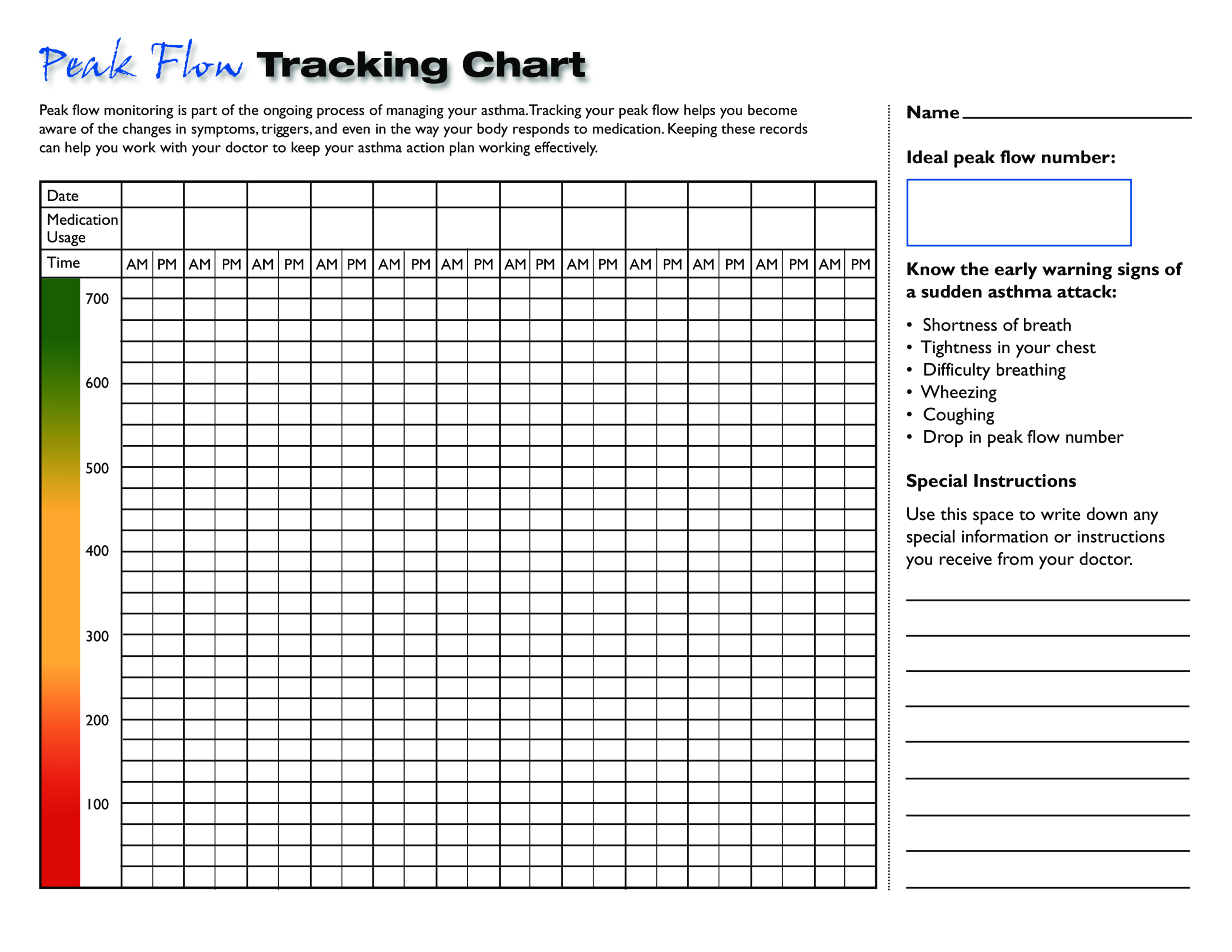 Peak Flow Diary