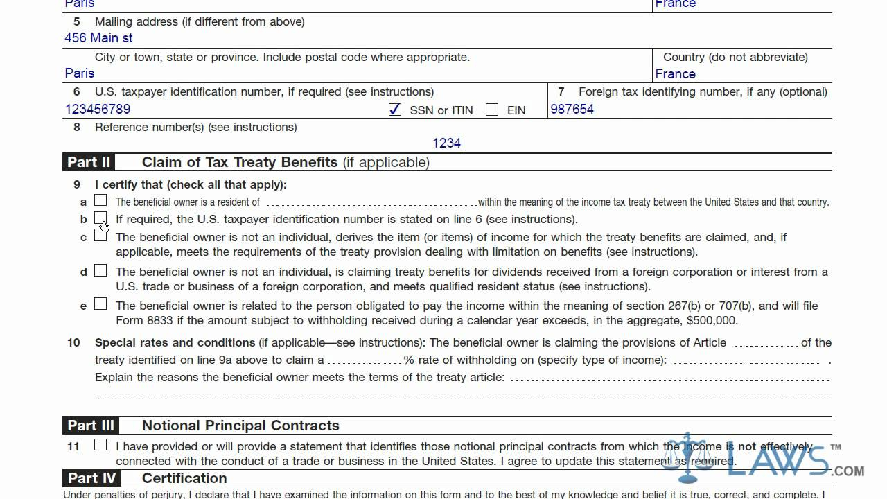 Irs Form W8 Printable Example Calendar Printable