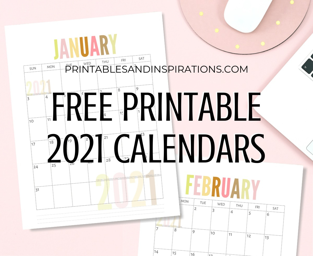 Free Printable 2021 Calendar By Month