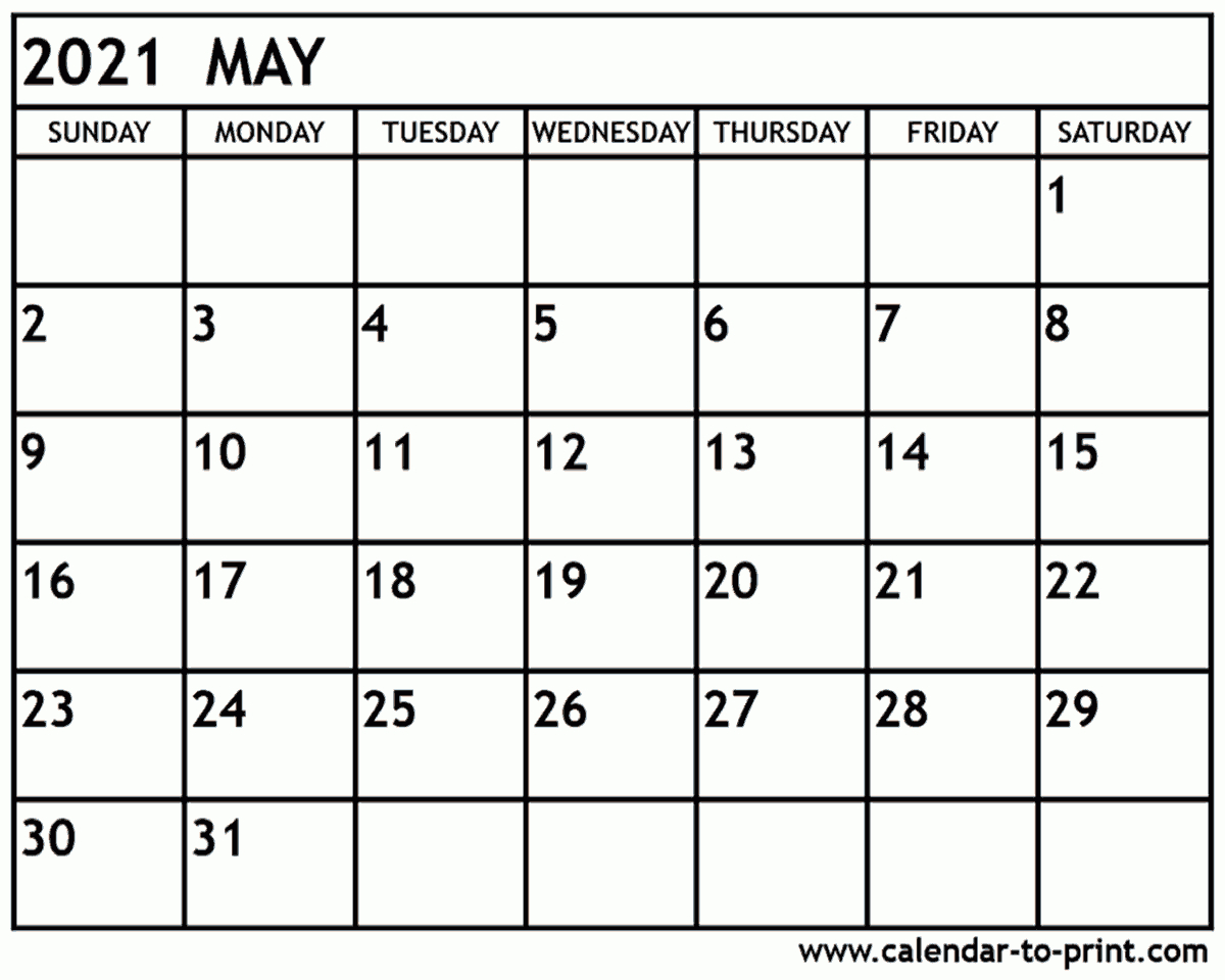 May 2021 Calendar Printable