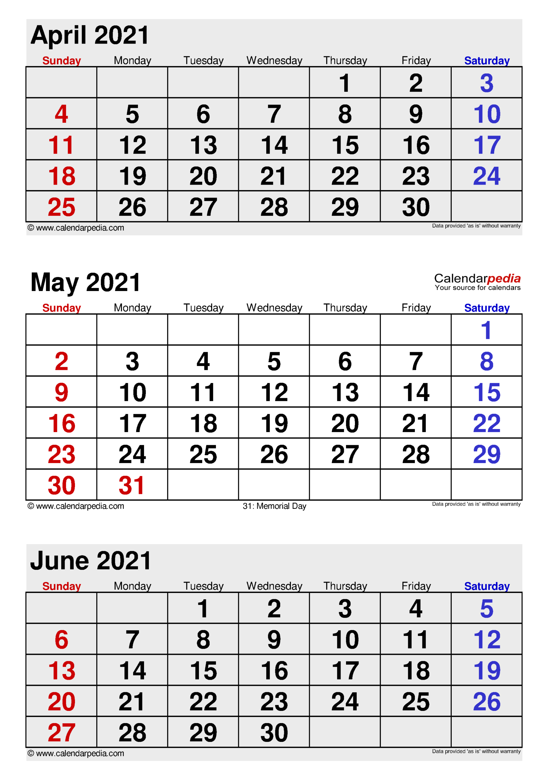 May 2021 Calendar | Templates For Word, Excel And Pdf