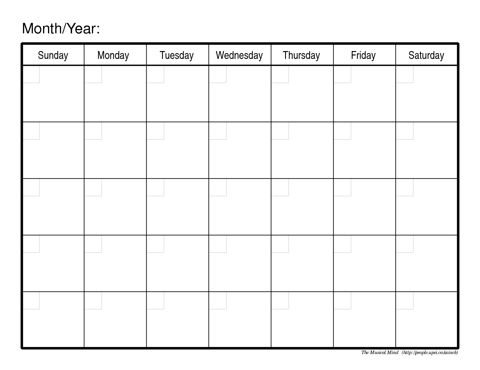 Monthly Calendar Template | Blank Calendar Pages, Printable