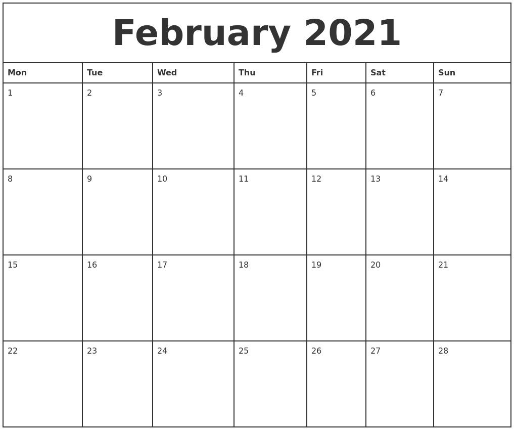 Printable Calendar 2021 Monthly