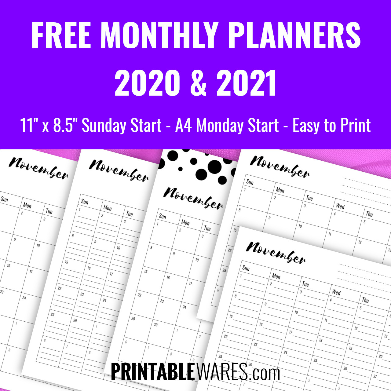 Monthly Planner Printable Pdf Templates 2021, Free