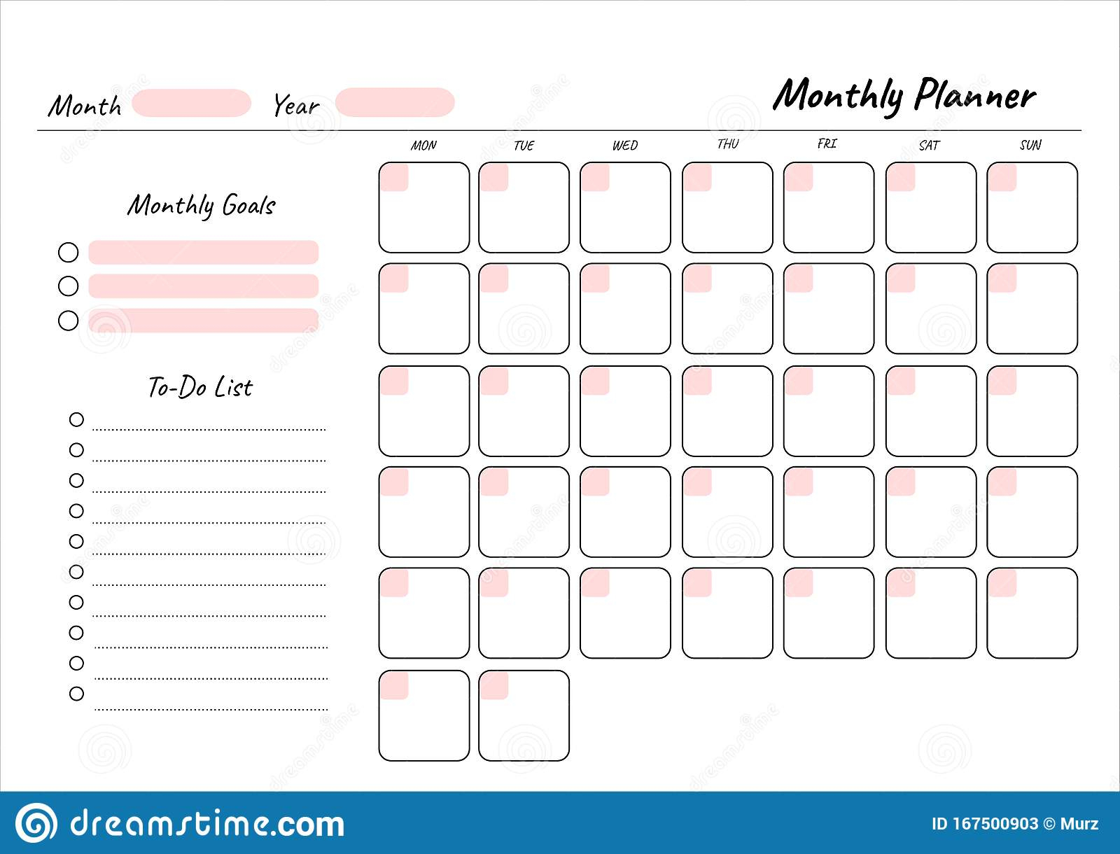 Digital Monthly Planner Template