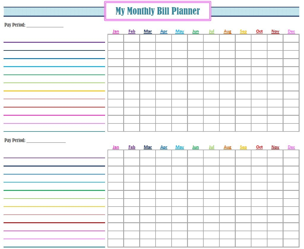 New Monthly Bill Planner | Bill Calendar, Bill Planner