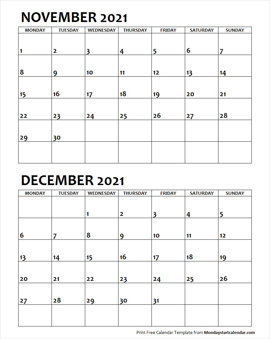 Calendar Of Nov And Dec 2021 | Example Calendar Printable