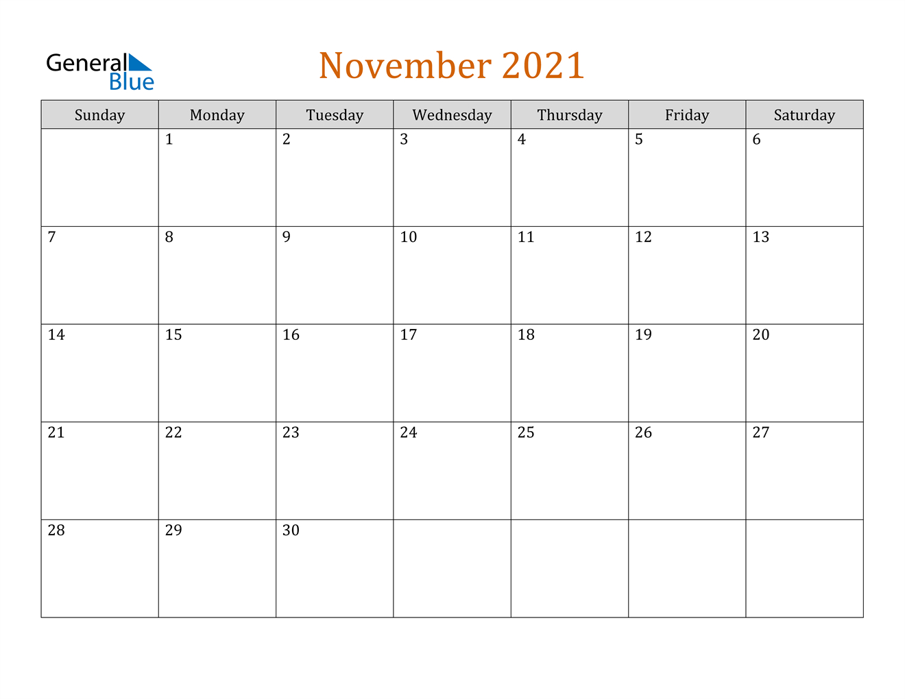 November 2021 Calendar - Pdf Word Excel