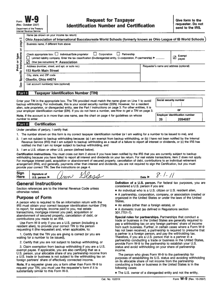 irs form w9