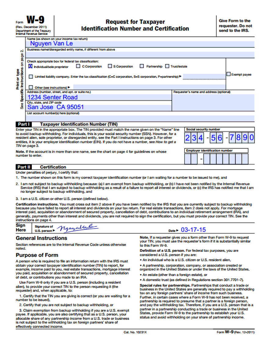 Fillable W 9 Form Printable 9017