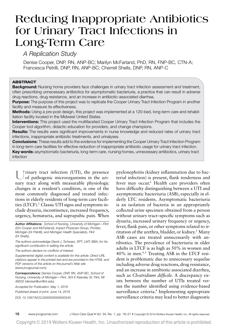 Pdf) Reducing Inappropriate Antibiotics For Urinary Tract