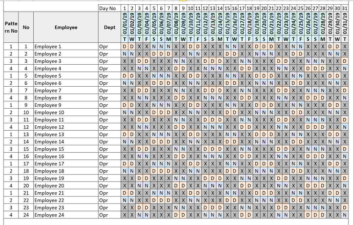 Pitman Shift Schedule Plan - Shift Schedule Plan