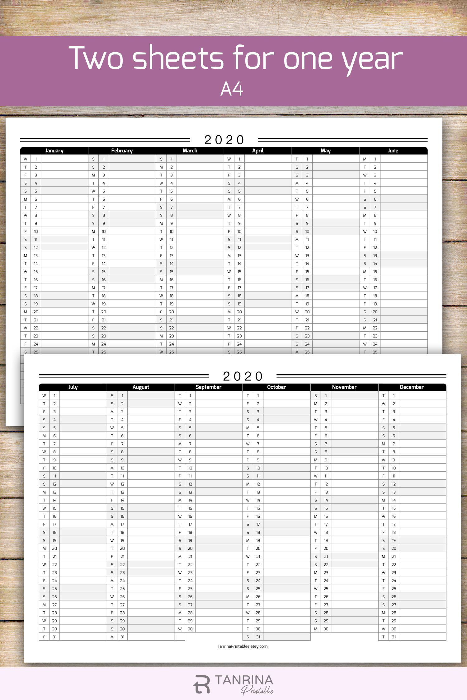 Printable 2021 Calendar Planner Minimalist Half Year Wall