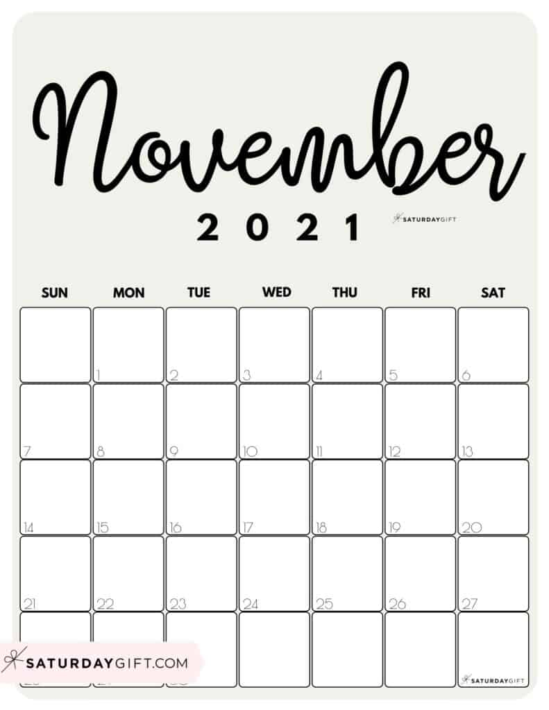 Printable 2021 Calendarmonth In 3 Cute Colors | Saturdaygift