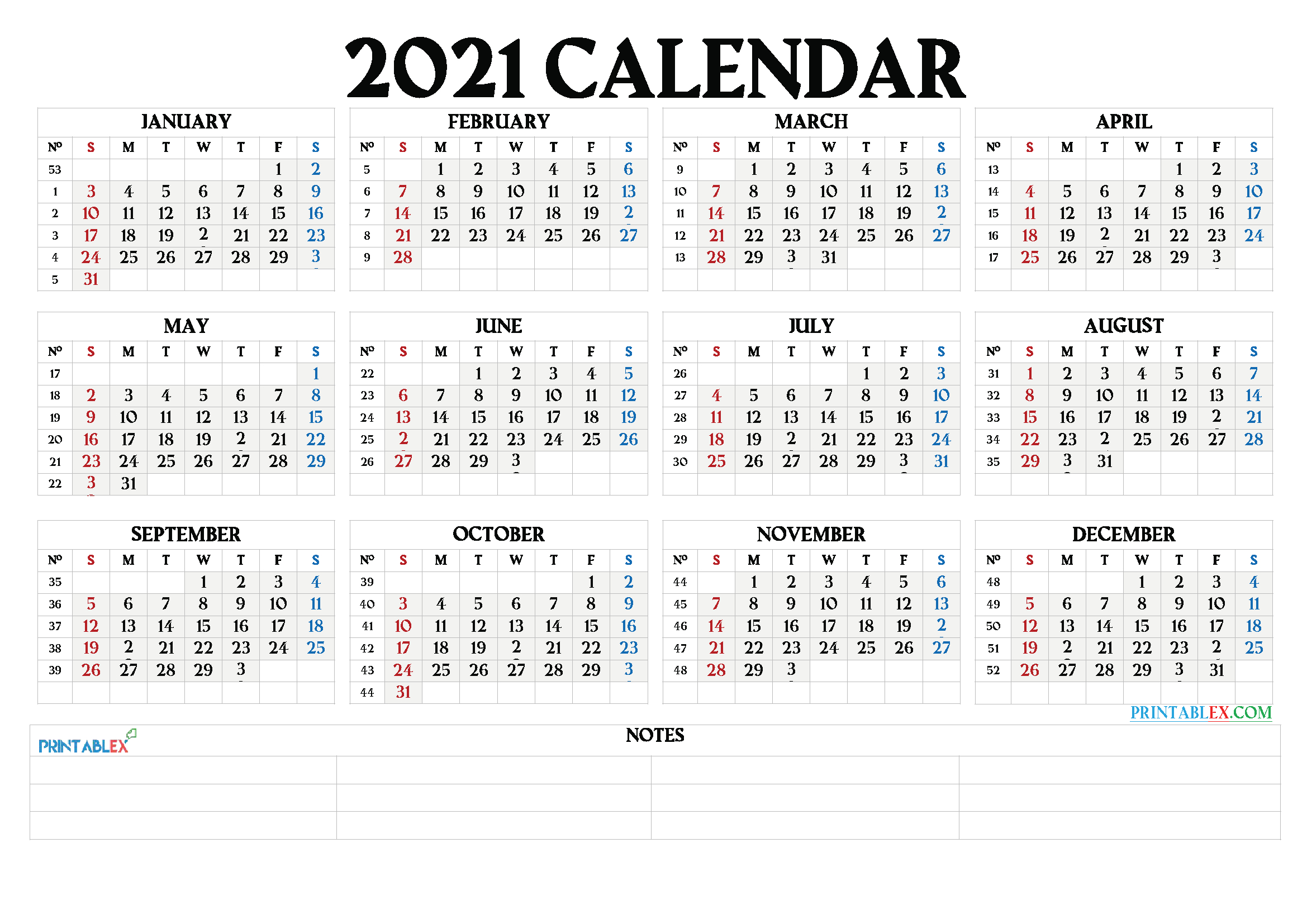 Printable 2021 Calendarmonth