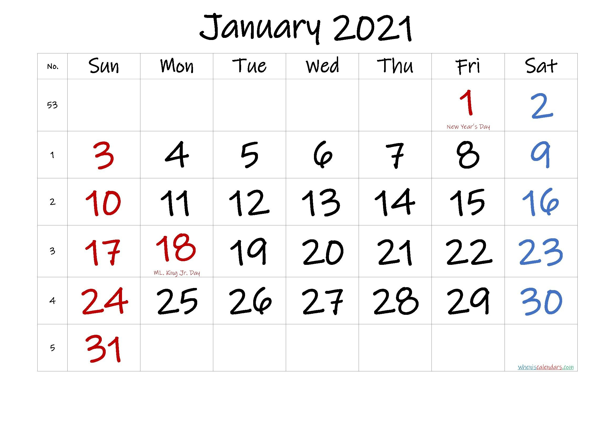 Printable Calendar January 2021 | Printable Calendar Design