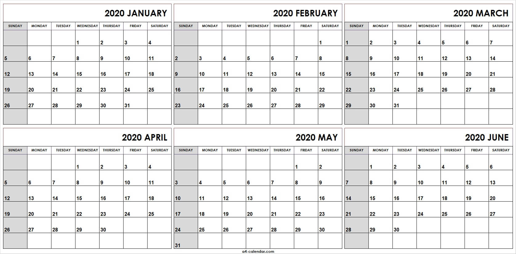 Printable Calendar January To June 2020 | Fresh 2020 Calendar