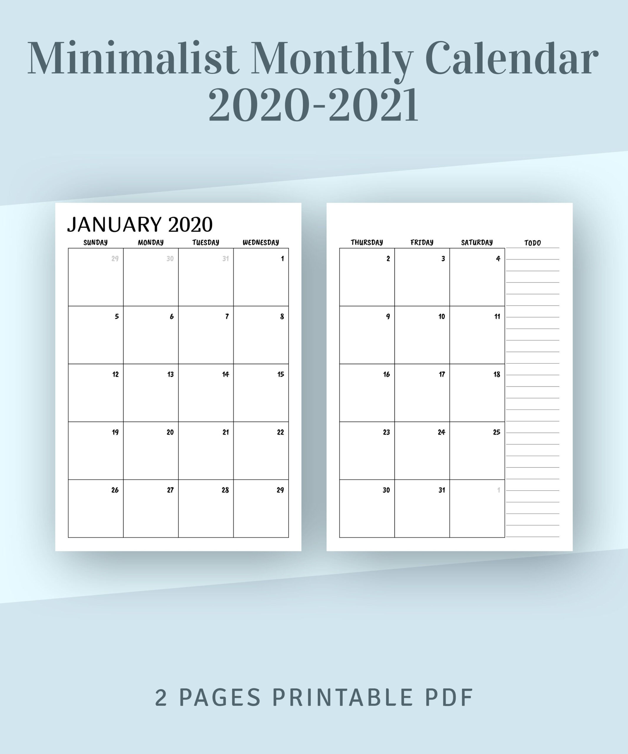 free printable calendar 2021 two months per page example