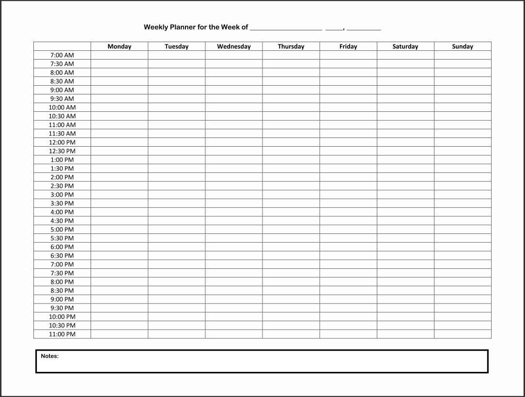 Printable+Hourly+Weekly+Planner+Templates | Weekly Planner