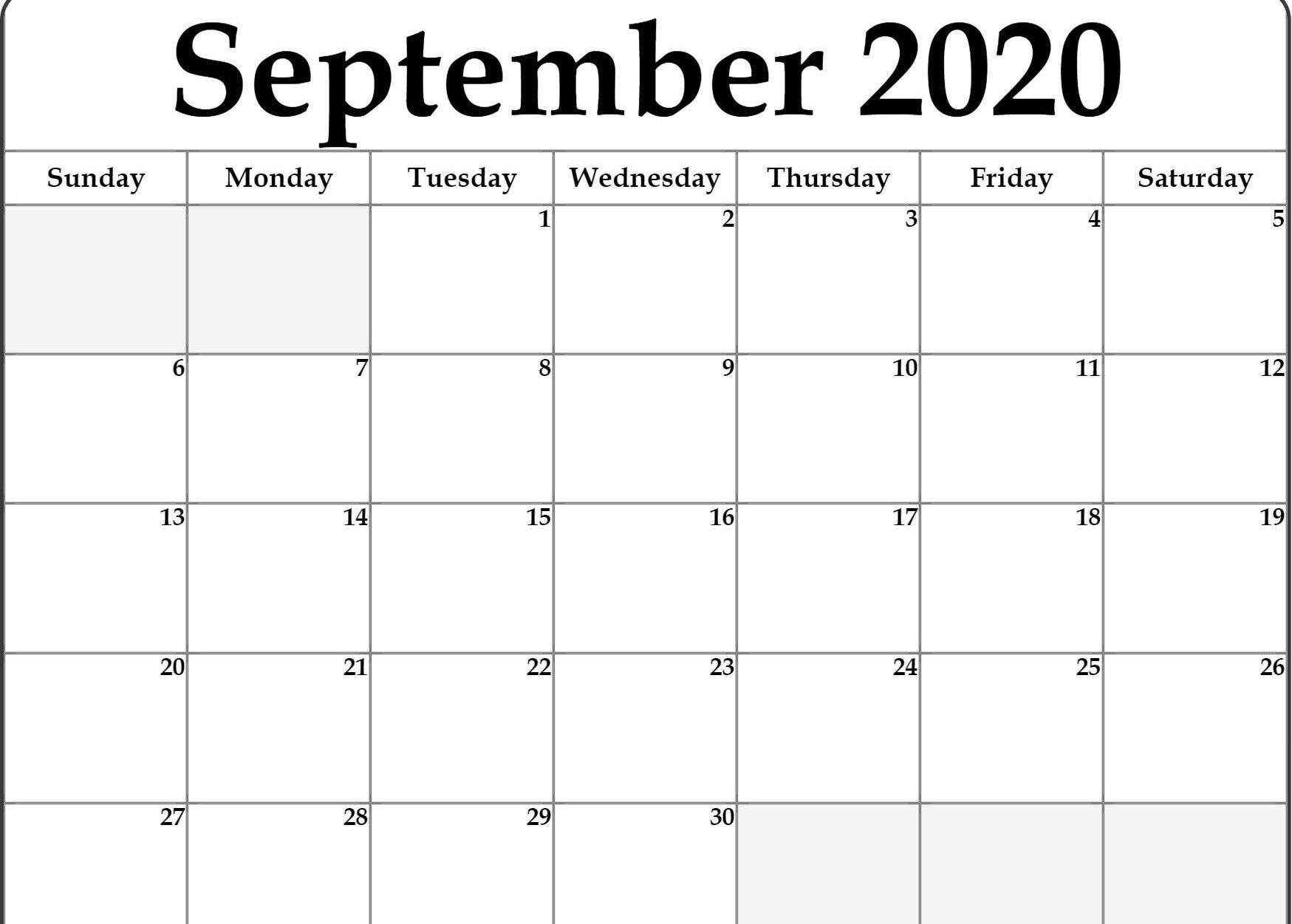 September 2020 Calendar Printable | Calendar Printables