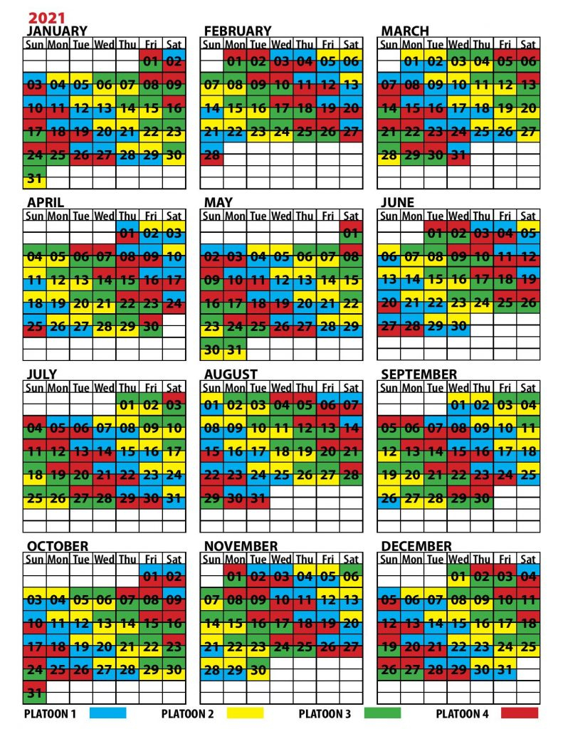 2021 Firefighter Shift Calendar Example Calendar Printable