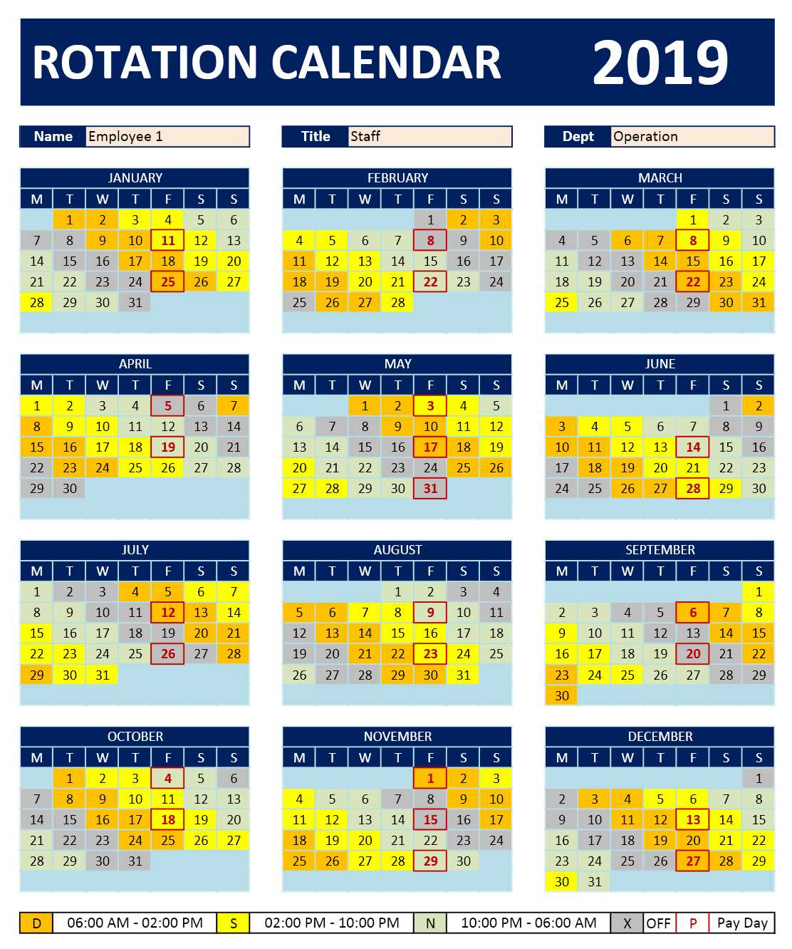 4 day work week schedule template