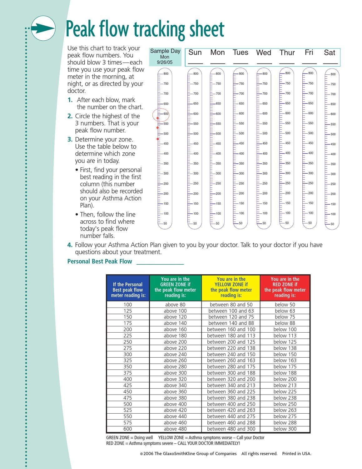 Slikovni Rezultat Za Peak Flow Chart | Asthma | Respiratory